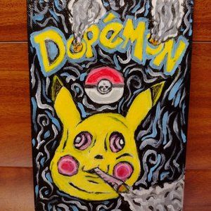 OAK Original Low Brow DopeMon Outsider Art Acrylic on Canvas Board Painting